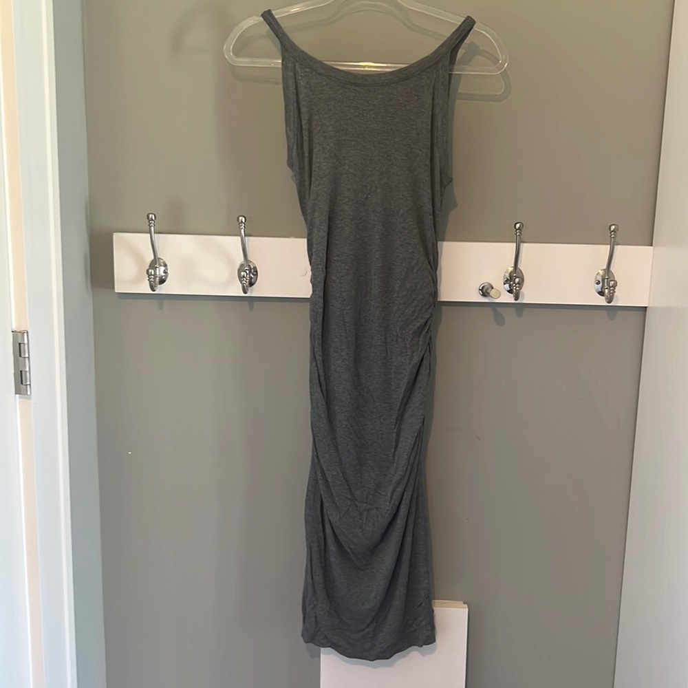 Treasure and bond ribbed MIDI Dress- Grey